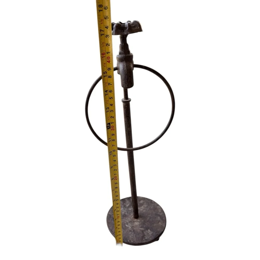 Rustic Industrial Faucet Towel Ring Stand Freestanding Metal Steampunk Farmhouse